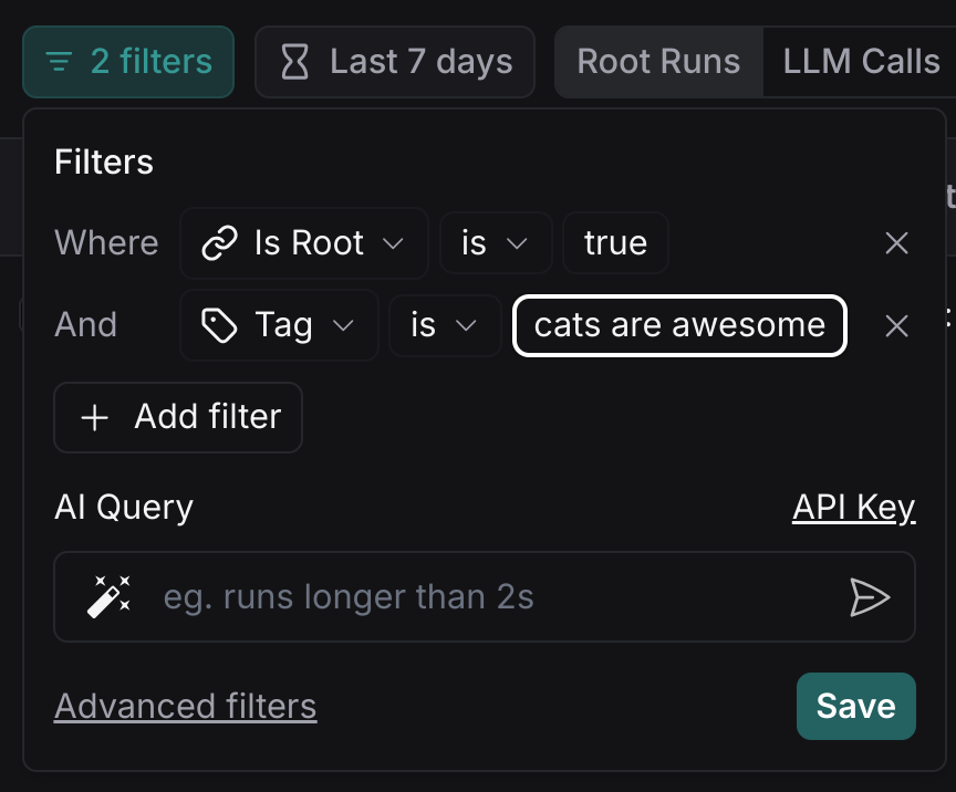 LangSmith 过滤视图